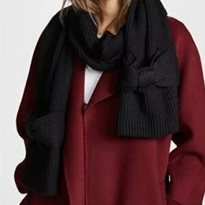 Elegant Black Knit Scarf by Kate Spade With Bows on Pockets